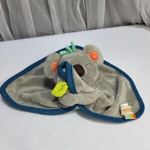 Koala Stuffed Plush Lovey Blankie Grey Aqua Blue Cuddly Bear Blanket